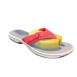 Clarks Breeze Sea Bright Coral Women’s Sandals Flip Flops NEW